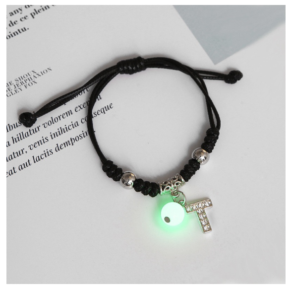 26 Letters Glow in the Dark Alphabet Initials Beaded Luminous Bracelet Women Men Birthday Gifts T