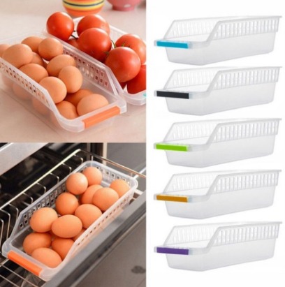 Space Saver Organizer Trays Bins Kitchen Fridge Pantry Cabinet Storage Box Fridge