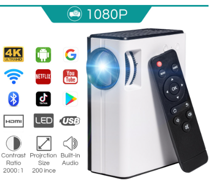 iOchow Android 1080P Full HD Hdmi 8000 Lumens Wi-Fi Lcd Led Portable Mini Projector