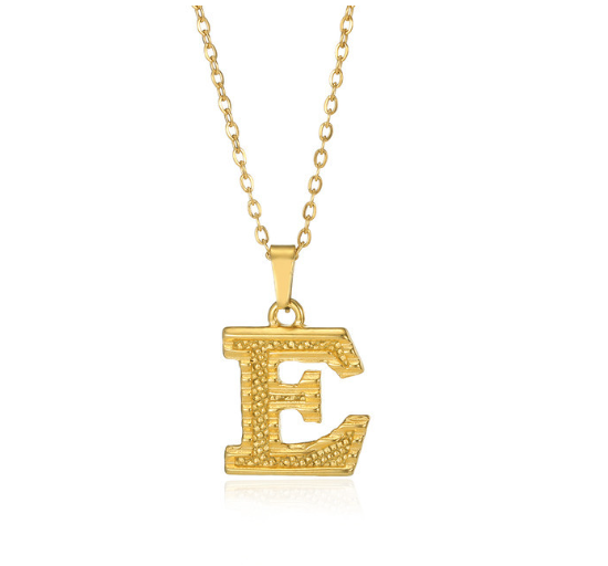 Stainless Steel Capital Initial Letter Necklaces For Women A-Z Alphabet Pendant Necklace E