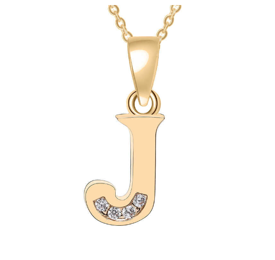 Couple Jewelry Fashion Gift Gold Color Cubic Zirconia A-Z Letter Copper Women Chain Pendant Initial J