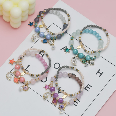 Korean Fashion Multilayer Star And Moon Crystal Bracelet