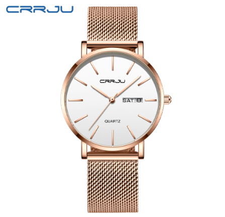 CRRJU women's watches original brand multifunctional fashion luxury analog quartz stainless steel waterproof 2188 X ROSE WHITE
