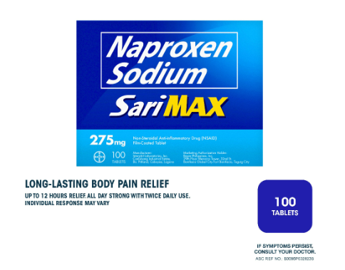 Sarimax® Naproxen Sodium 275mg Tablet for Long-Lasting Body Pain Relief 100s