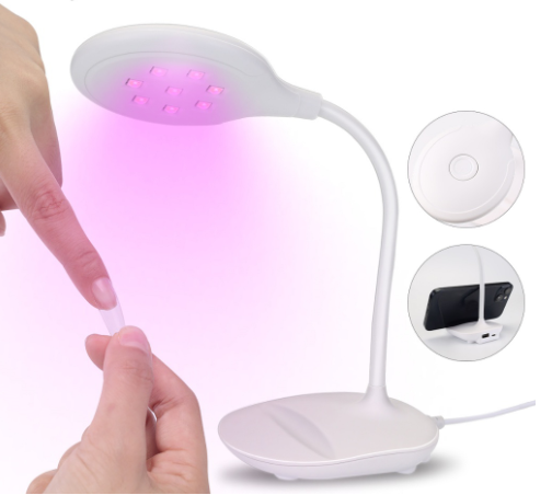 8 Leds White Nail Dryer Folding Desktop Lamp Quick Drying Portable Uv Led Baking Gel Polish Manicure Tools