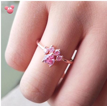 Ring Cute Cartoon Opening Adjustable Cat Paw Print Ring Copper Coated Jewelry for Women TD