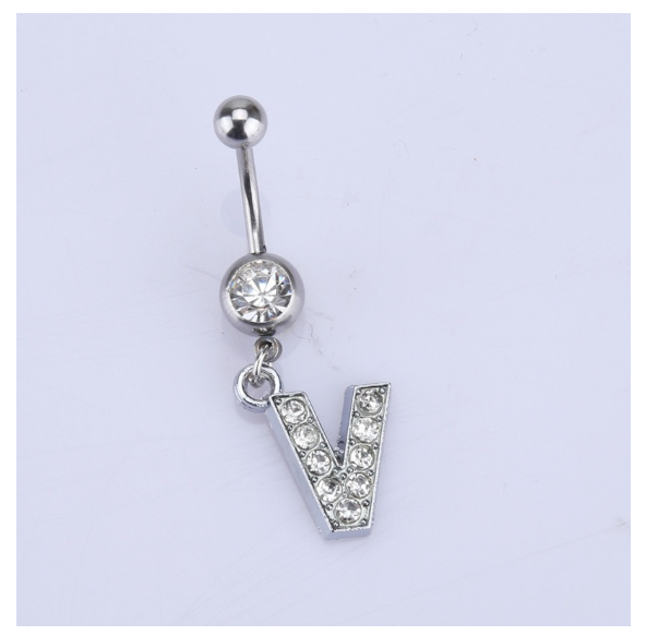 Body Piercing Drop Dangle Belly Button Rings Navel 26 Letter Ring Jewelry Sexy V