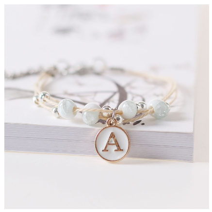 Fashion Ceramics Beads Letters A-Z Bracelet Elastic Chain Bangle Women Men Couple Jewelry Gifts A