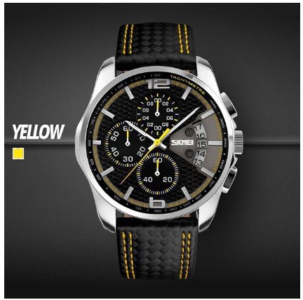 Skmei Quartz Watch Men Leather Strap Waterproof Watch 1