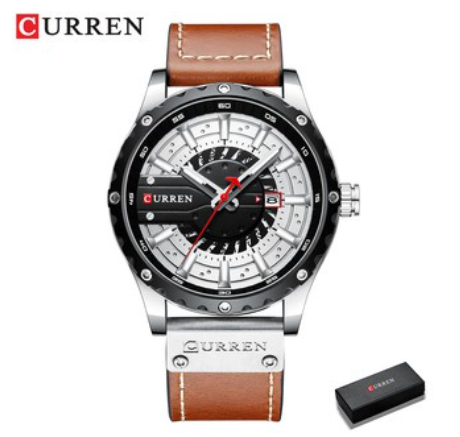 CURREN Original Men's Watch Top Leather Fashion Leisure Quartz Waterproof 8374 WHITE