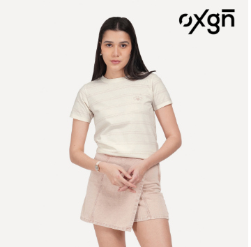 OXGN Stripes Swoon All Day Graphic Print T-Shirt For Women (Cream)