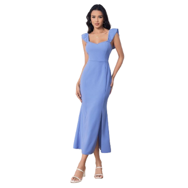 Lovito Women Elegant Plain Ruffle Sweetheart Dress LBL07216
