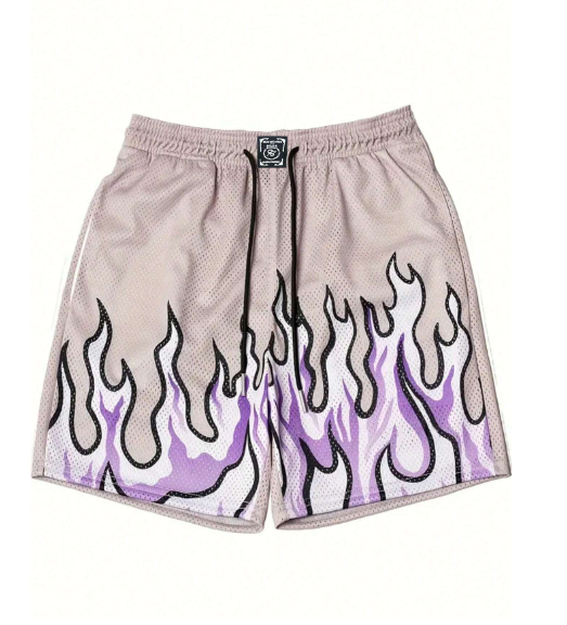 Men's Flame Printed Drawstring Waist Casual Shorts, Versatile