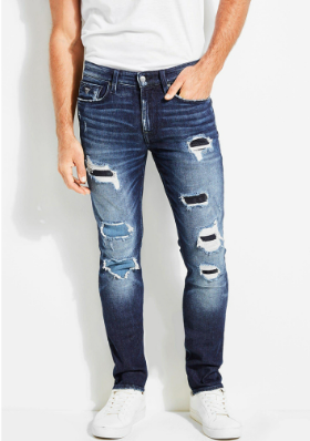 GUESS Slim Tapered Destroy Men's Denim Jeans