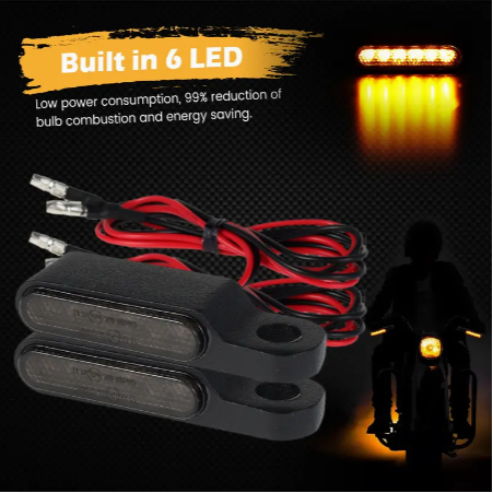 2pcs Handlebar LED Turn Signals Motorcycle LED Running Light Mini Blinkers Waterproof Front Sequential Indicators Fits Most Motorcycles