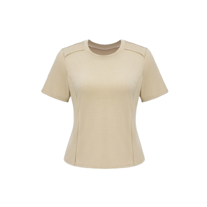 Lovito Casual Plain Basic T-Shirt for Women LNE10087 (Khaki)