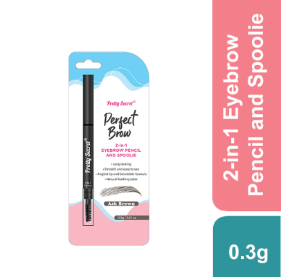 PRETTY SECRET 2-in-1 Eyebrow Perncil and Spoolie 0.3G- Ash Brown