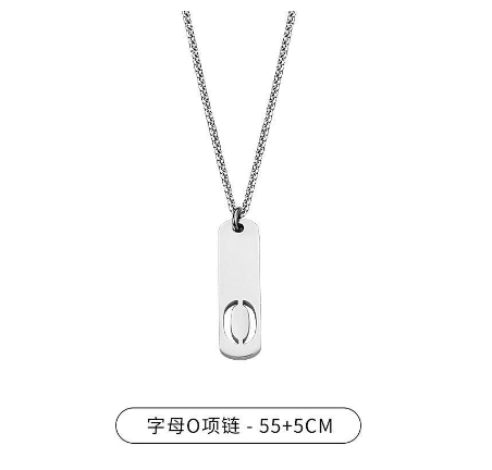 Stainless Steel 26 English Alphabet Pendant Necklace Fashion Men's Letter Necklace Jewelry Wholesale O