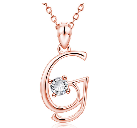 26 Letter Rose Gold Necklace Pendant Classic Fashion Men's and Women's Letter Diamond Necklace Jewelry Wholesale G