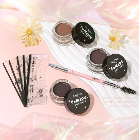 bayfree Pomade Brow Kit Long-lasting Waterproof Create 3D Eyebrow Quickly With 5 Stencils Easy To Use