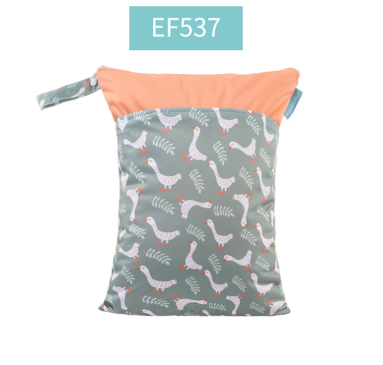 Happyflute 1PC Reusable Waterproof Fashion Prints Wet And Dry Diaper Bag Double Pocket Cloth Handle Wetbags DB17