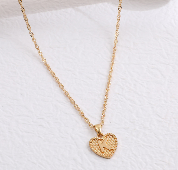 26 Letter Necklace for Women Fashion Initial A-Z Heart Love Necklace Pendant Wedding Accessories Gift K