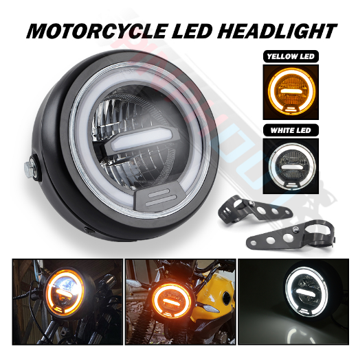 Motorcycle LED Headlight Universal Retro Motorcycle Headlamp Cafe Racer Motorcycle Headlight