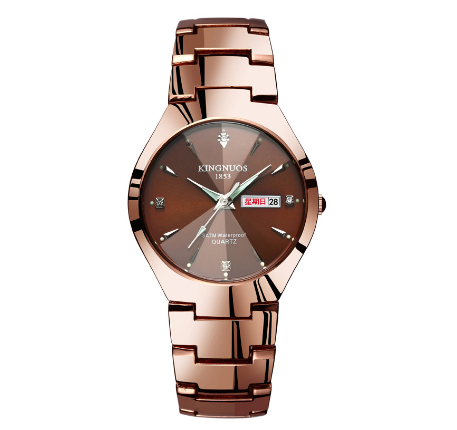 New automatic quartz watch non mechanical tungsten steel strip lovers watch luminous double movement calendar male Watch 002