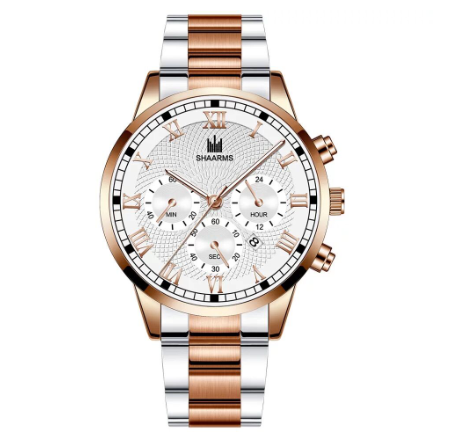 Men's Waterproof Quartz Business Wacthes Stainless Stee Original Relo Waterproof Luminous Gold Watch For Men BROWN WHITE