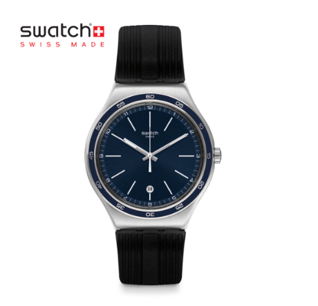 Swatch Big Classic Camarade YWS428 Black Rubber Strap Watch
