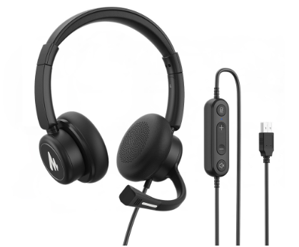 Maono AU-HS400 USB Headset Stereo USB Headset Wired Headset USB Computer Headphones with Noise-Cancelling Microphone for