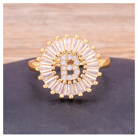 Initial 26 Alphabet Adjustable Size Gold Color Zircon A-Z Letter Ring Statement Name Jewelry B