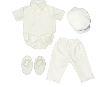Polo Onesie and Pants (Cream) Set On Hand - Six (6) Pieces Babycuddle Baptism Baptismal Christening