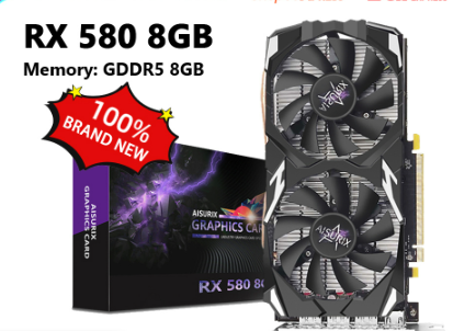 AISURIX 100% New Graphics Card RX 580 8GB Gaming GDDR5 256Bit Computer GPU Video card for Radeon AMD
