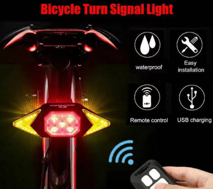 LED Bicycle Light indicator Bike Rear Tail Laser Turn Signal Light with Wireless Remote