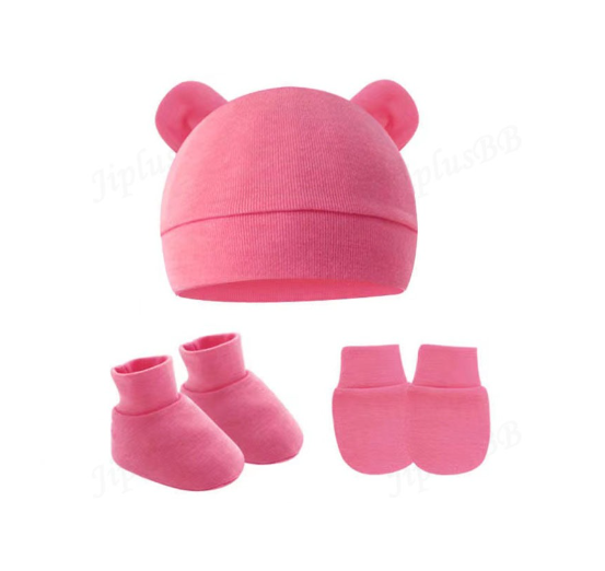 Baby hat Baby Mittens Booties Set newborn cap infant hats fashion Soft Cotton newborns Beanie 08