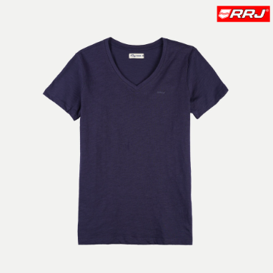 RRJ Basic Tees for Ladies Regular Fitting Shirt CVC Jersey Fabric Trendy Fashion 117851-U Navy