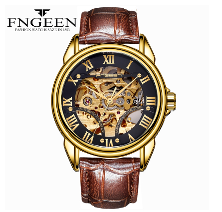 FNGEEN 0009 Men's Automatic Mechanical Watch GOLD BLACK