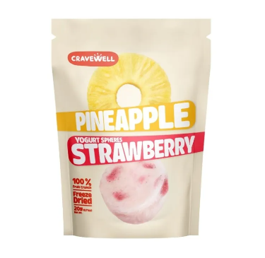 Cravewell Pineapple Strawberry Yogurt Sphere Fruit Crunch 20g