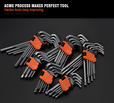Harden 540613 13Pcs Inch Long Hex Key Wrench Set (Professional) Heavy Duty Tools Heat Treat Cr-V