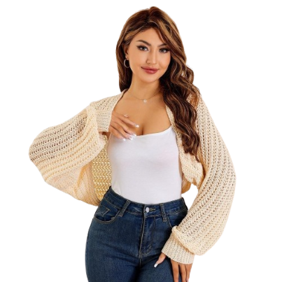 Lovito Casual Plain Batwing Sleeve Cardigans for Woman L22LD113
