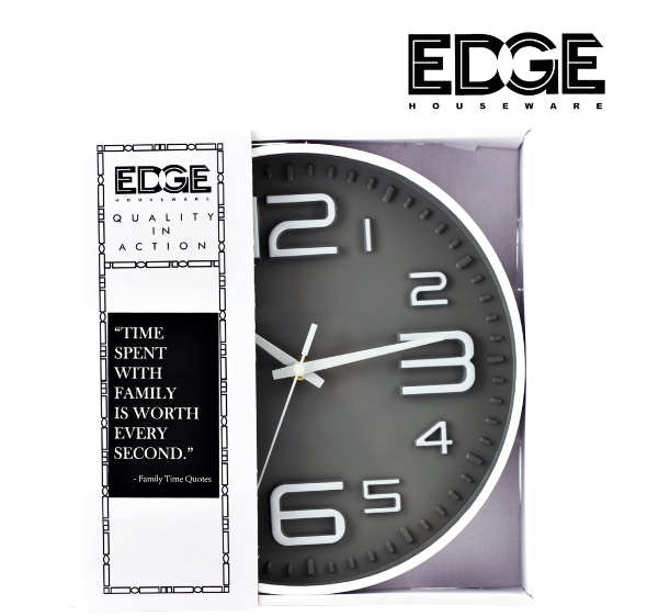 Edge 25CCLOCK Wall Clock Round Easy to Read Modern Battery Operated Decorative Wall Clock