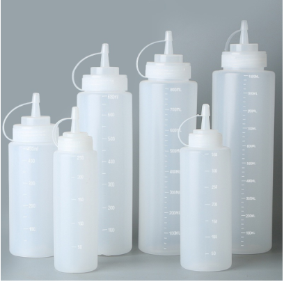 Squeeze Condiment Bottles with On Cap Lids Ketchup Mustard Hot Sauces Olive Oil Dispenser Bottle