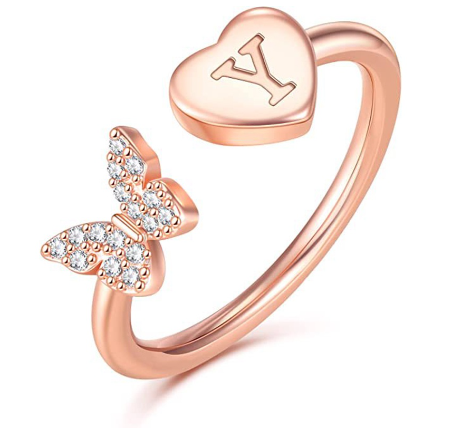 26 English letters Diamond ring Women's adjustable opening copper ring Jewelry Y