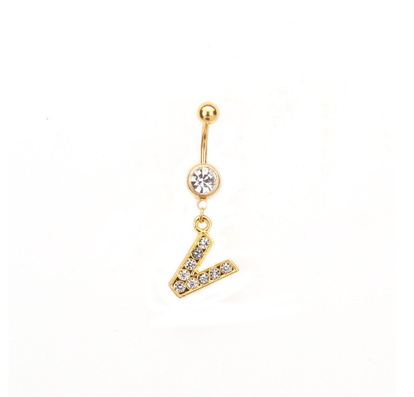 Body Piercing Drop Dangle Belly Button Rings Navel 26 Letter Ring Jewelry Sexy V
