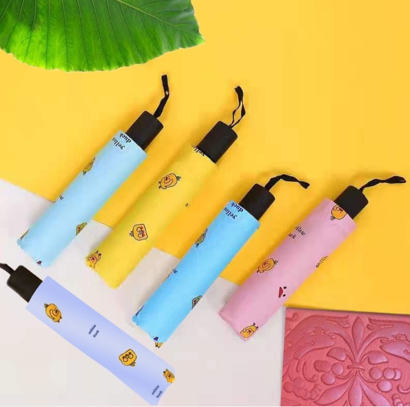Automatic Umbrella Black UV coated Protection Umbrella Windproof Yellow Duck