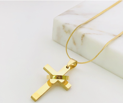 Saudi Gold Stainless steel Hypoallergenic cross Pendant Necklace
