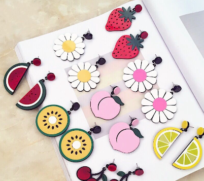 Fashion Women Candy Color Cute Fruit Earrings
