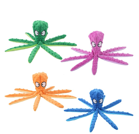 Dog Pet PlushToys Sounding Interactive Octopus Puppy Cat Chew Toy