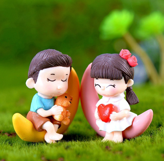 2pcs Moon Lover Figures Girl Boy Couple's Dating Miniature Figurine Wedding Decor